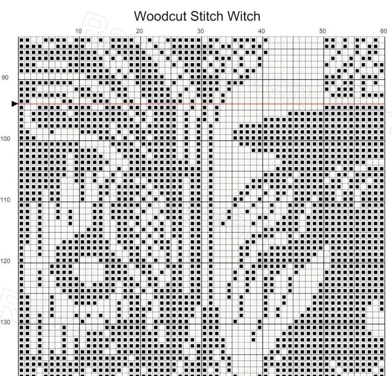 Woodcut Stitch Witch Cross Stitch Pattern - Image 9