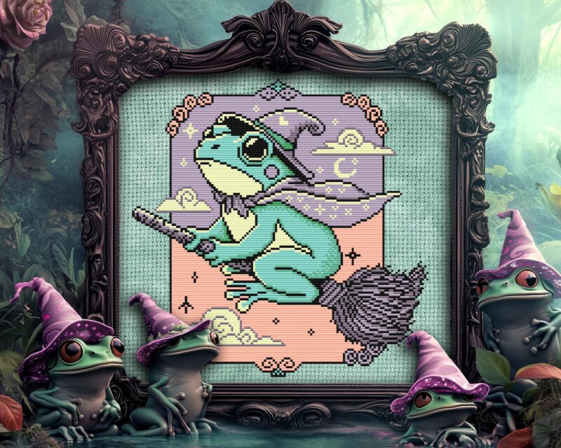 Witch Frog Cross Stitch Pattern - Image 2