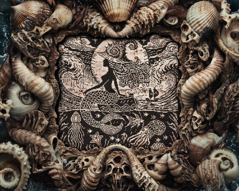 Woodcut Mermaid Witch Cross Stitch Pattern - Image 4