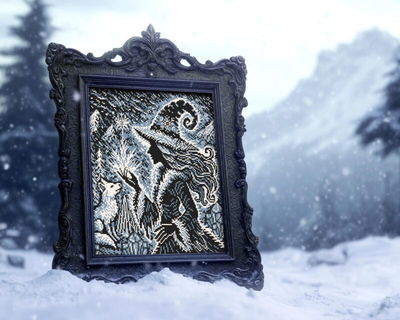 Woodcut Blizzard Witch Cross Stitch Pattern - Image 5