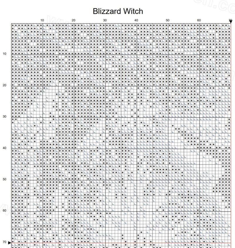 Woodcut Blizzard Witch Cross Stitch Pattern - Image 8