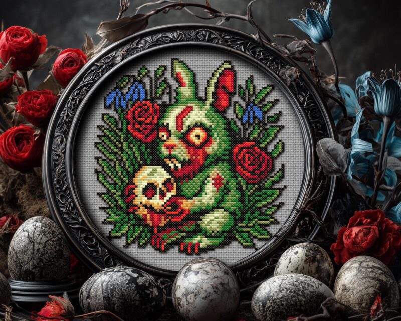 Zombie Easter Bunny Cross Stitch Pattern - Image 4