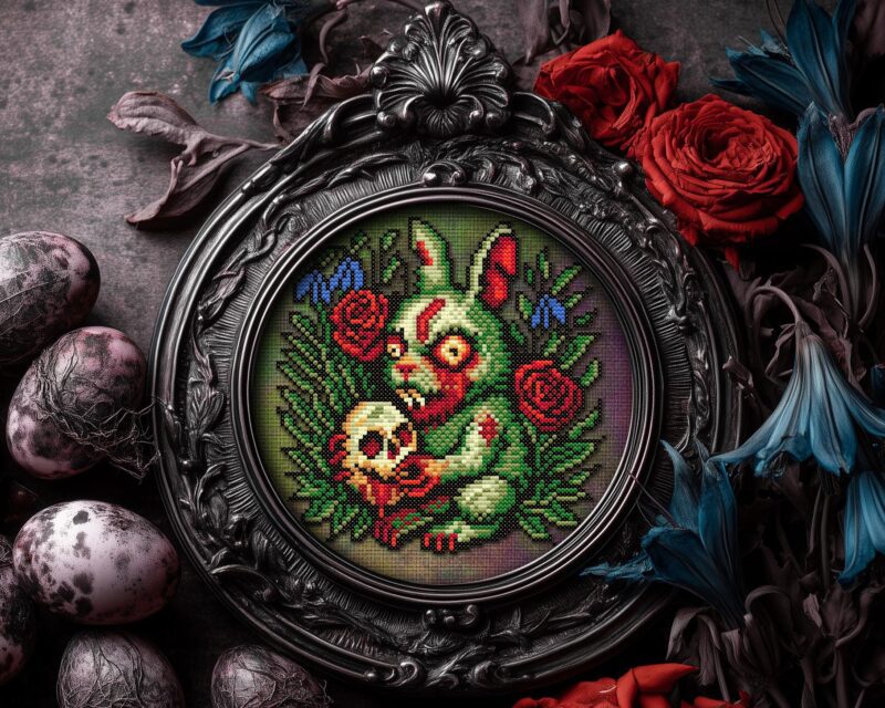 Zombie Easter Bunny Cross Stitch Pattern - Image 5