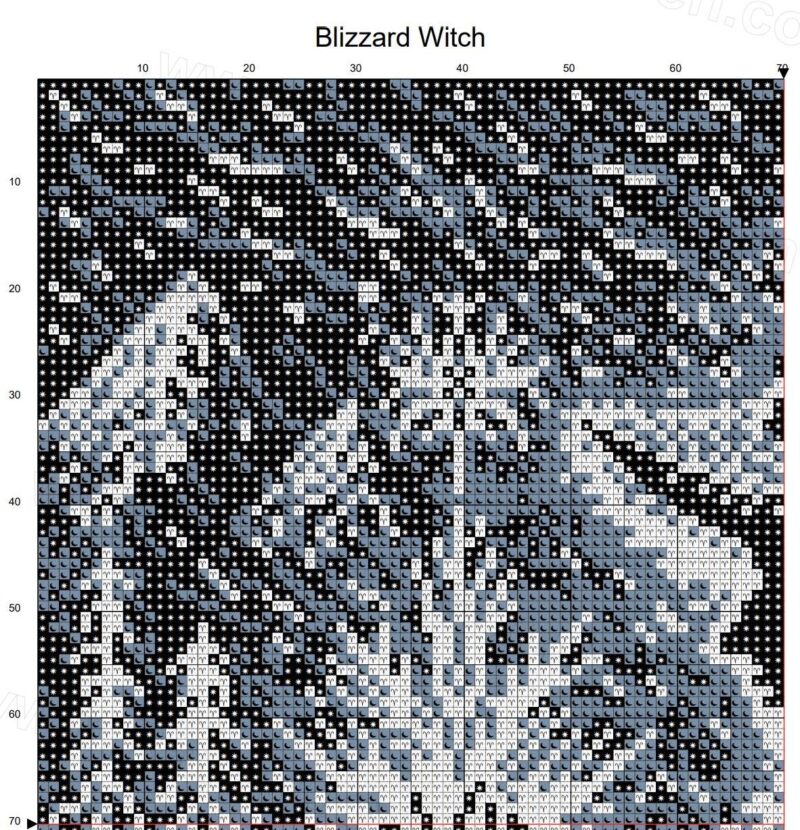 Woodcut Blizzard Witch Cross Stitch Pattern - Image 7