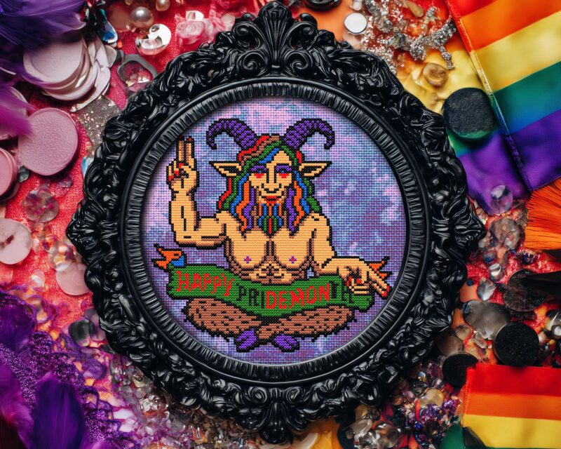Pride Baphomet Cross Stitch Pattern
