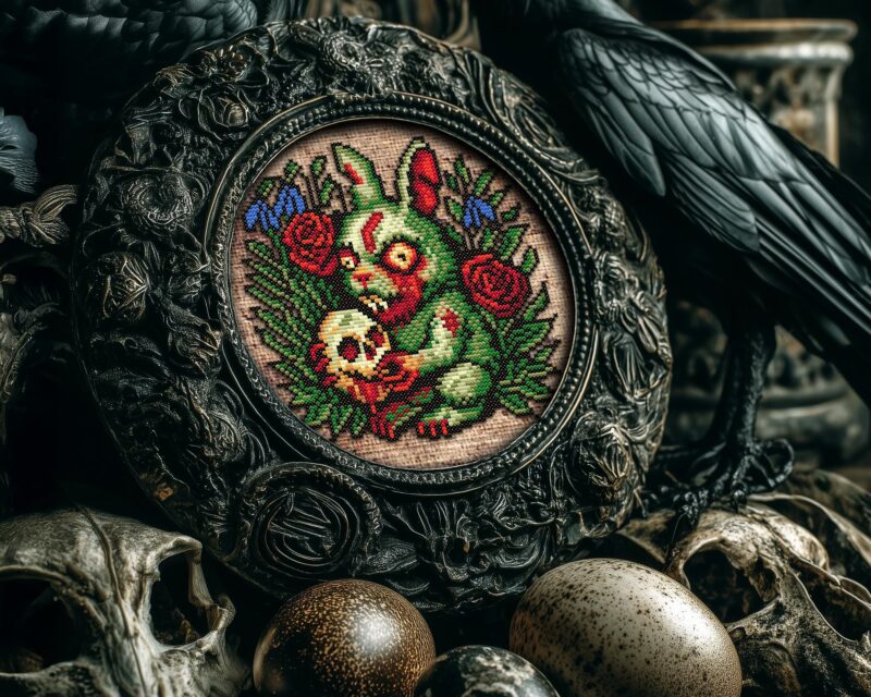 Zombie Easter Bunny Cross Stitch Pattern - Image 2