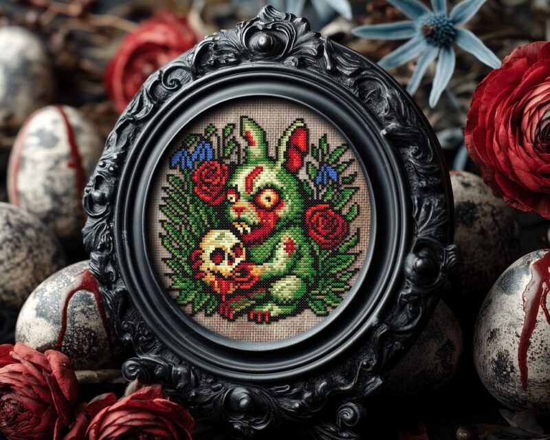 Zombie Easter Bunny Cross Stitch Pattern - Image 3