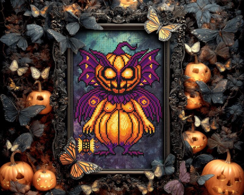 Moth O'Lantern Cross Stitch Patter - Image 2