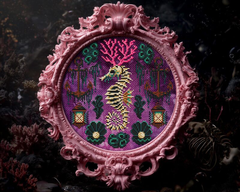 Coral Seahorse Cross Stitch Pattern - Image 3
