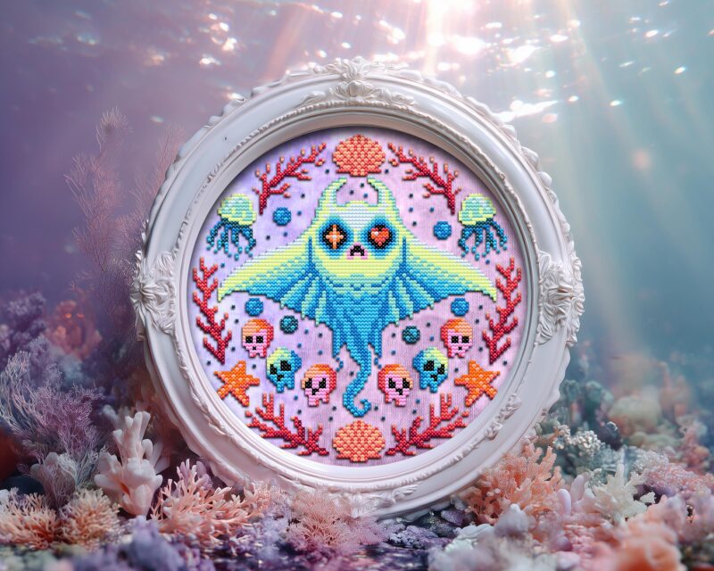 Pastel Goth Manta Ray Cross Stitch Pattern - Image 3