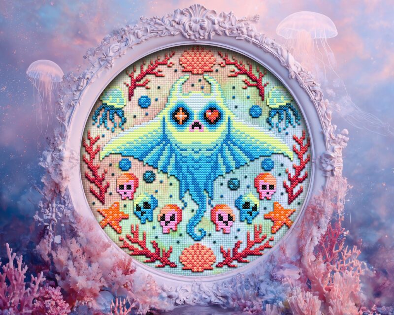 Pastel Goth Manta Ray Cross Stitch Pattern - Image 5