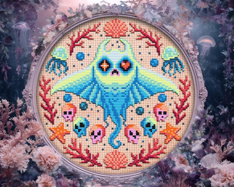 Pastel Goth Manta Ray Cross Stitch Pattern - Image 6