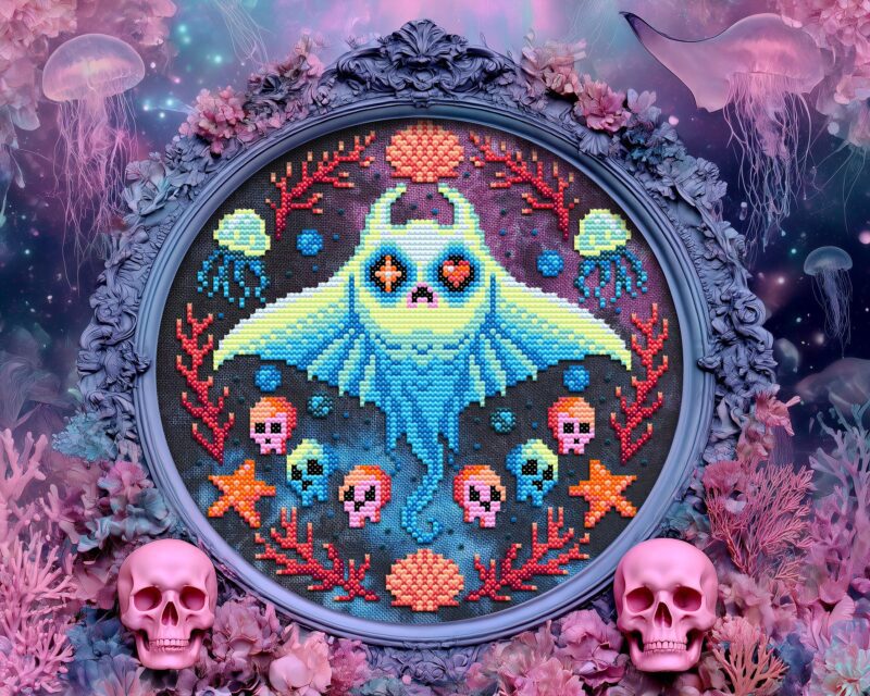 Pastel Goth Manta Ray Cross Stitch Pattern - Image 2