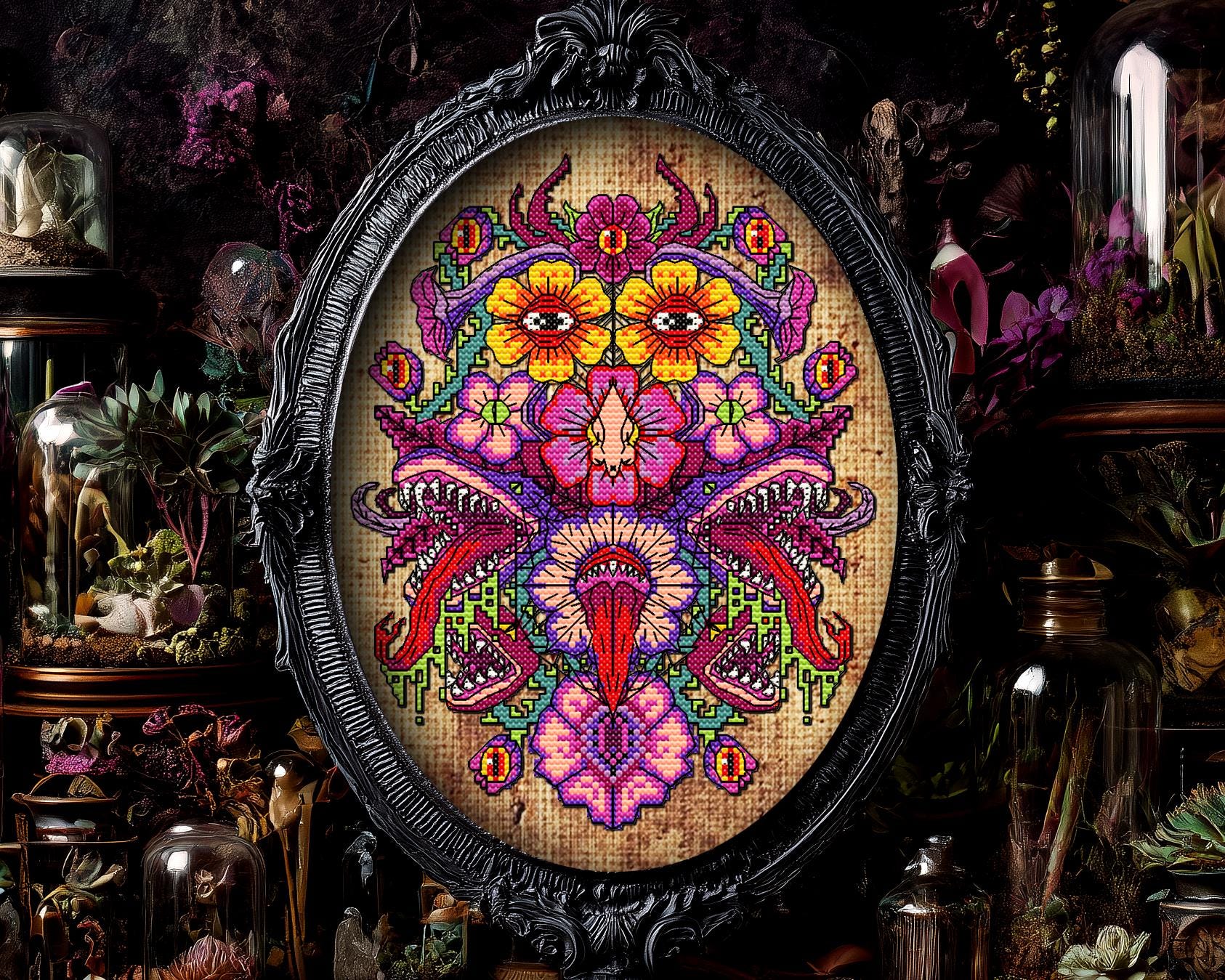 Floral Thornment Cross Stitch Pattern