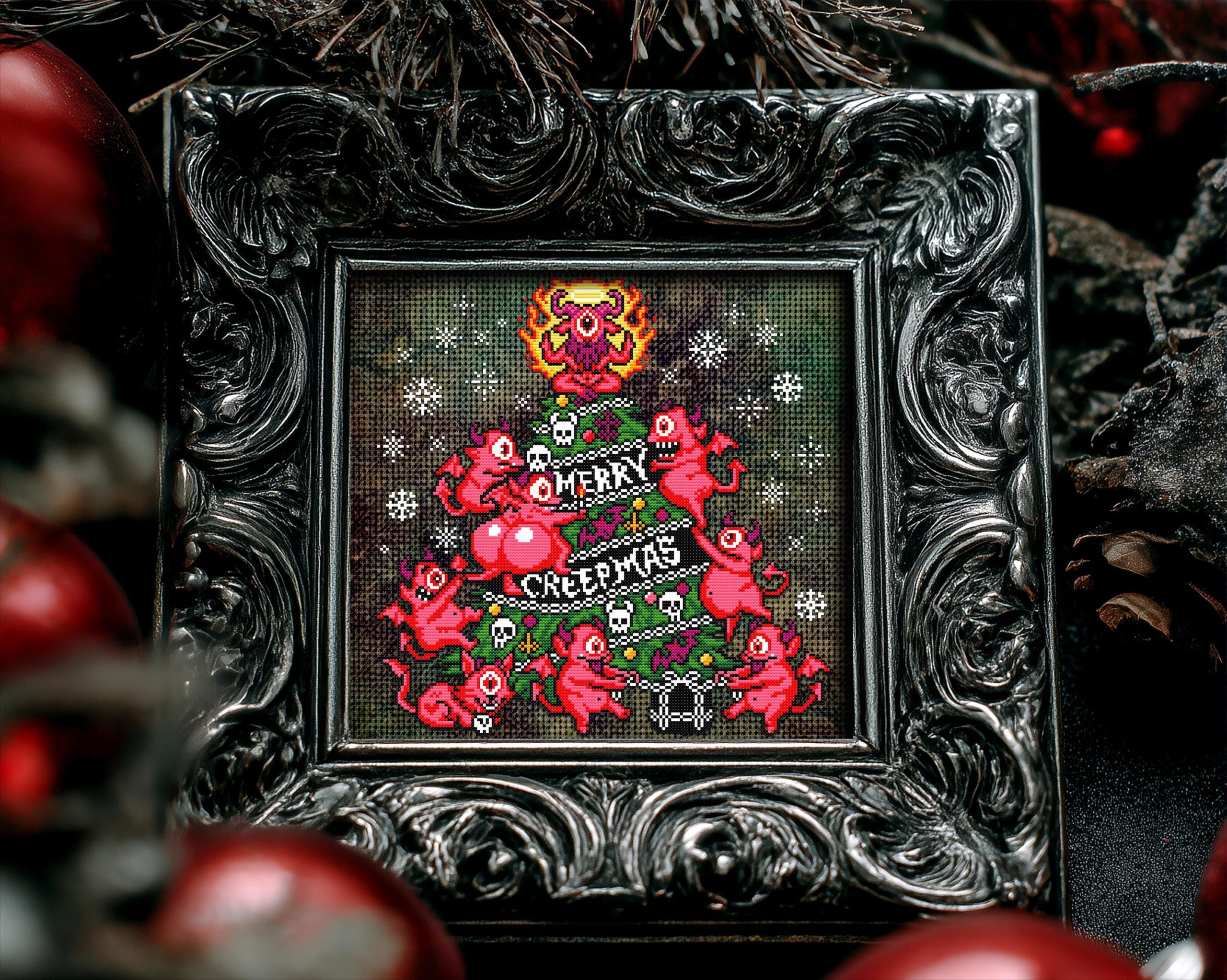 Pastel Goth Merry Creepmas Cross Stitch Pattern - Image 5