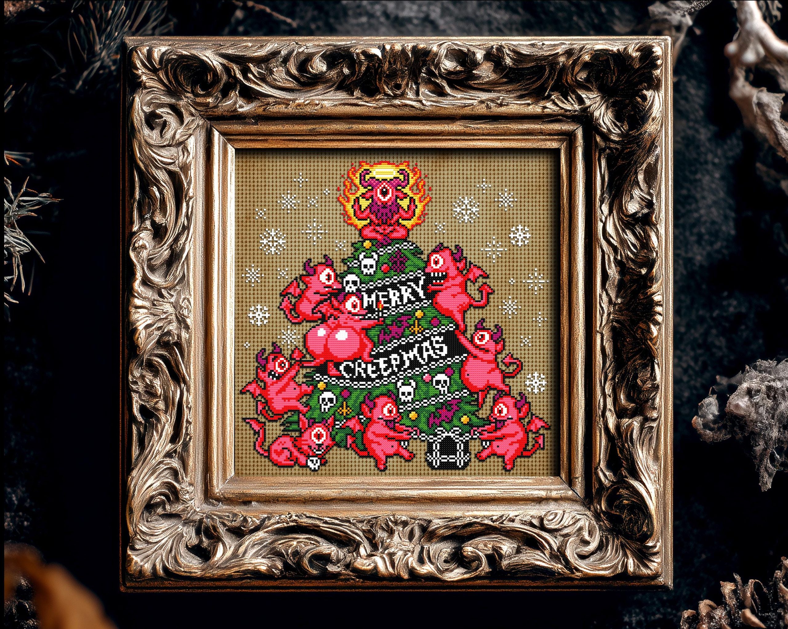 Pastel Goth Merry Creepmas Cross Stitch Pattern - Image 3