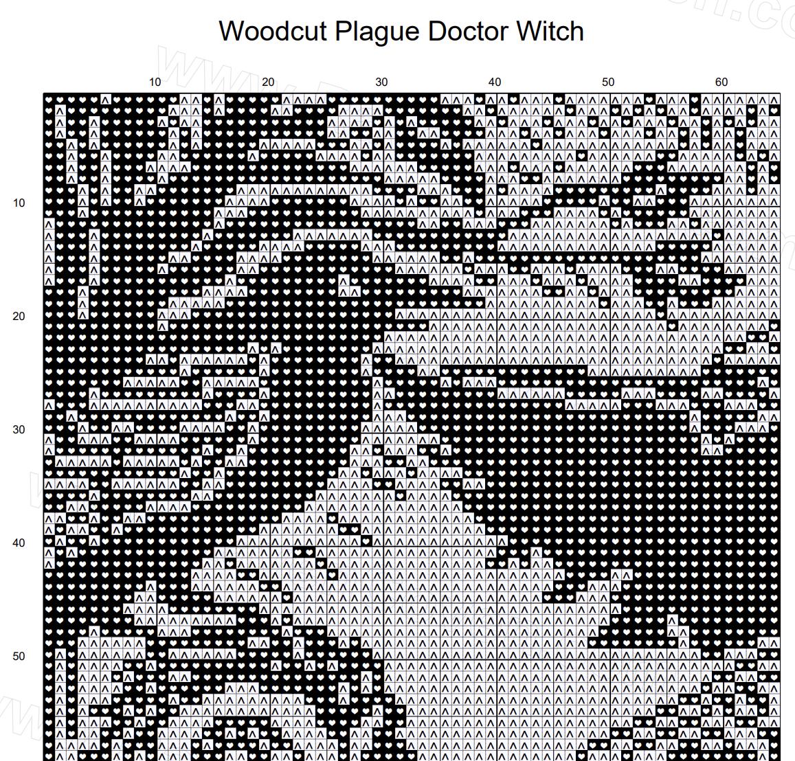 Woodcut Plague Doctor Witch Cross Stitch Pattern - Image 3
