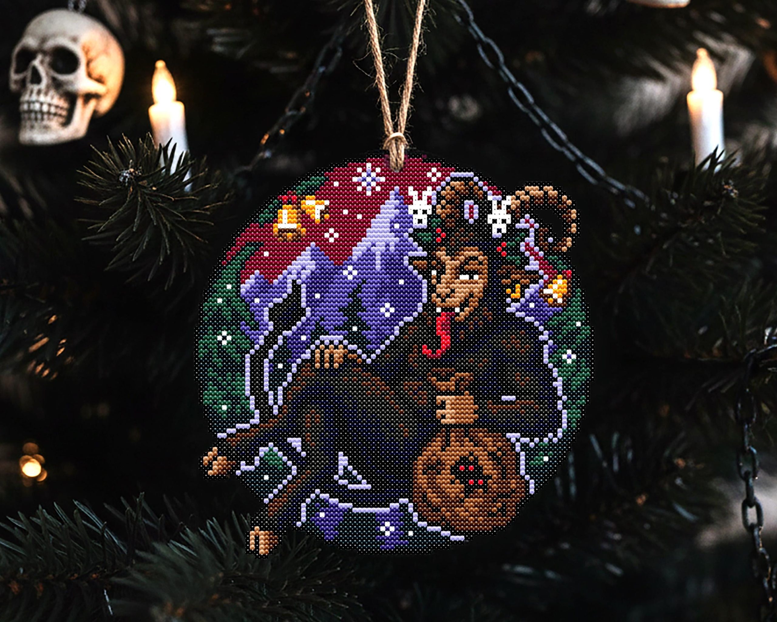 Naughty Krampus Cross Stitch Pattern - Image 3