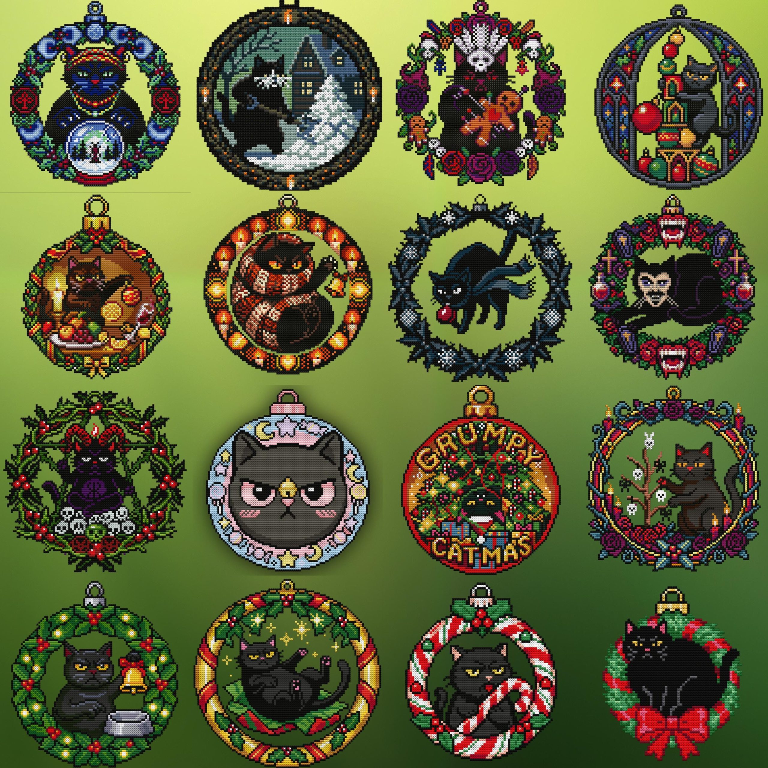 Stocking Grumpy Cat Christmas Ornament Cross Stitch Pattern - Image 6