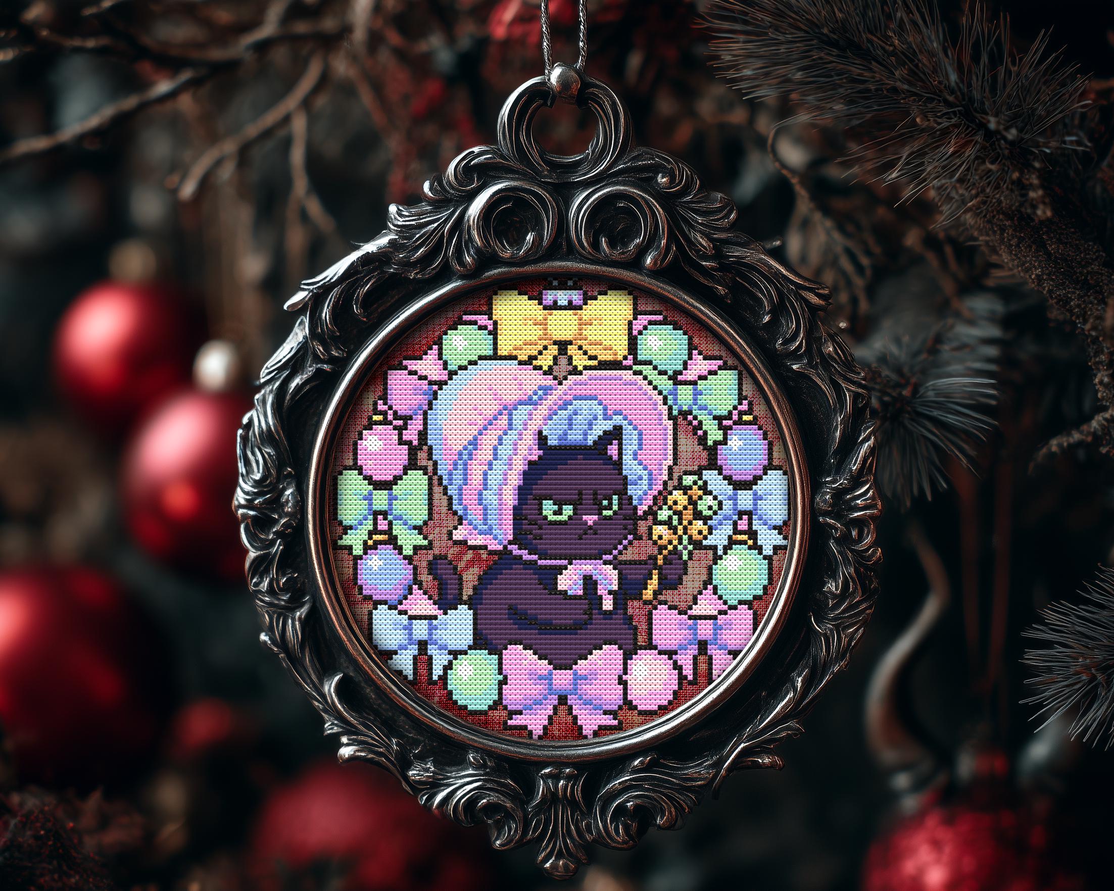 Babycore Grumpy Cat Christmas Ornament Cross Stitch Pattern