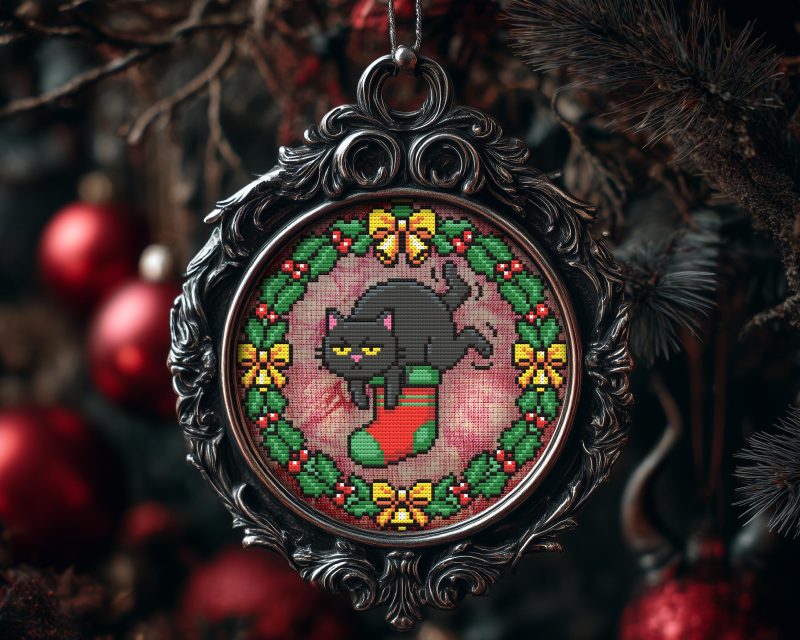 Stocking Grumpy Cat Christmas Ornament Cross Stitch Pattern