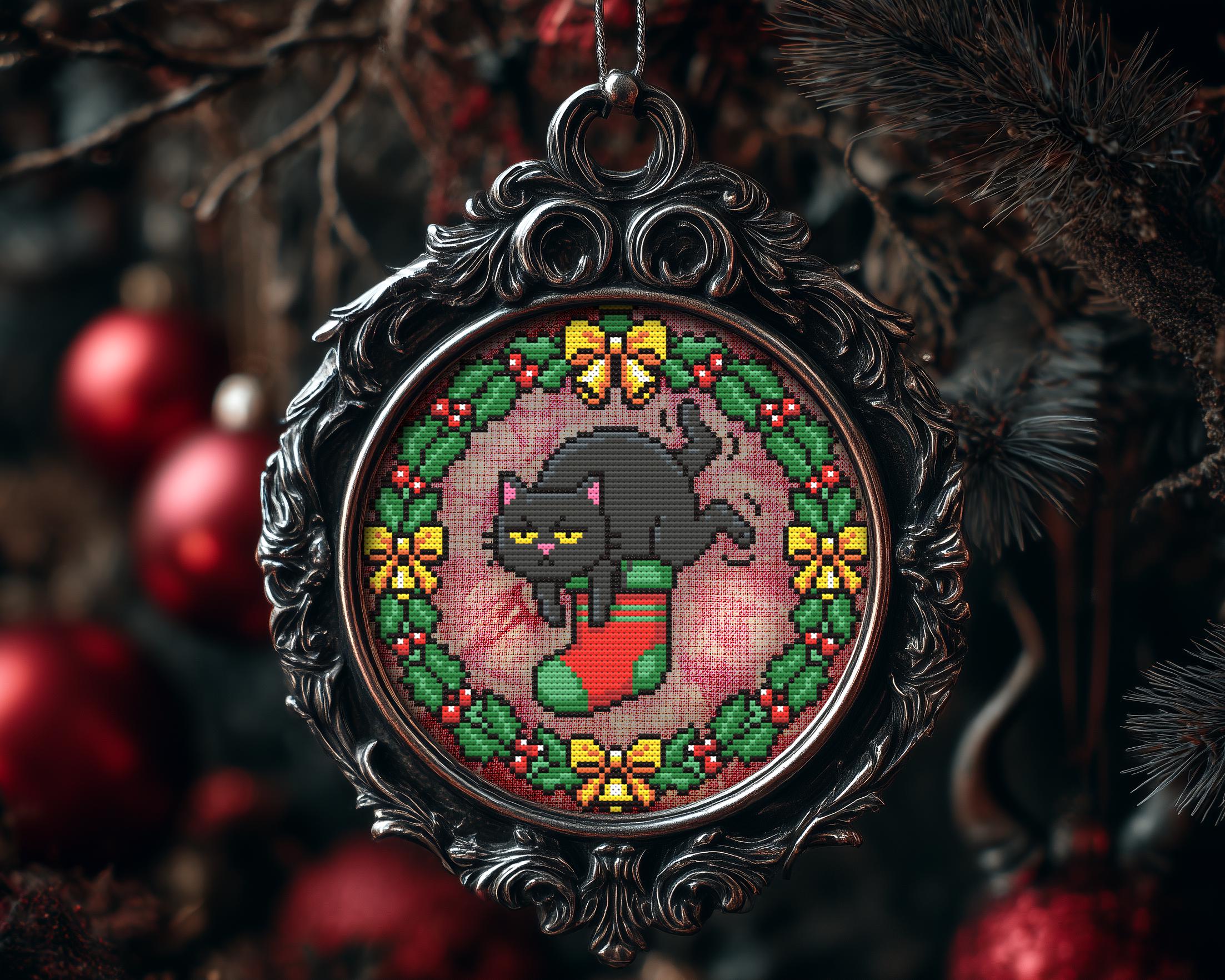 Stocking Grumpy Cat Christmas Ornament Cross Stitch Pattern