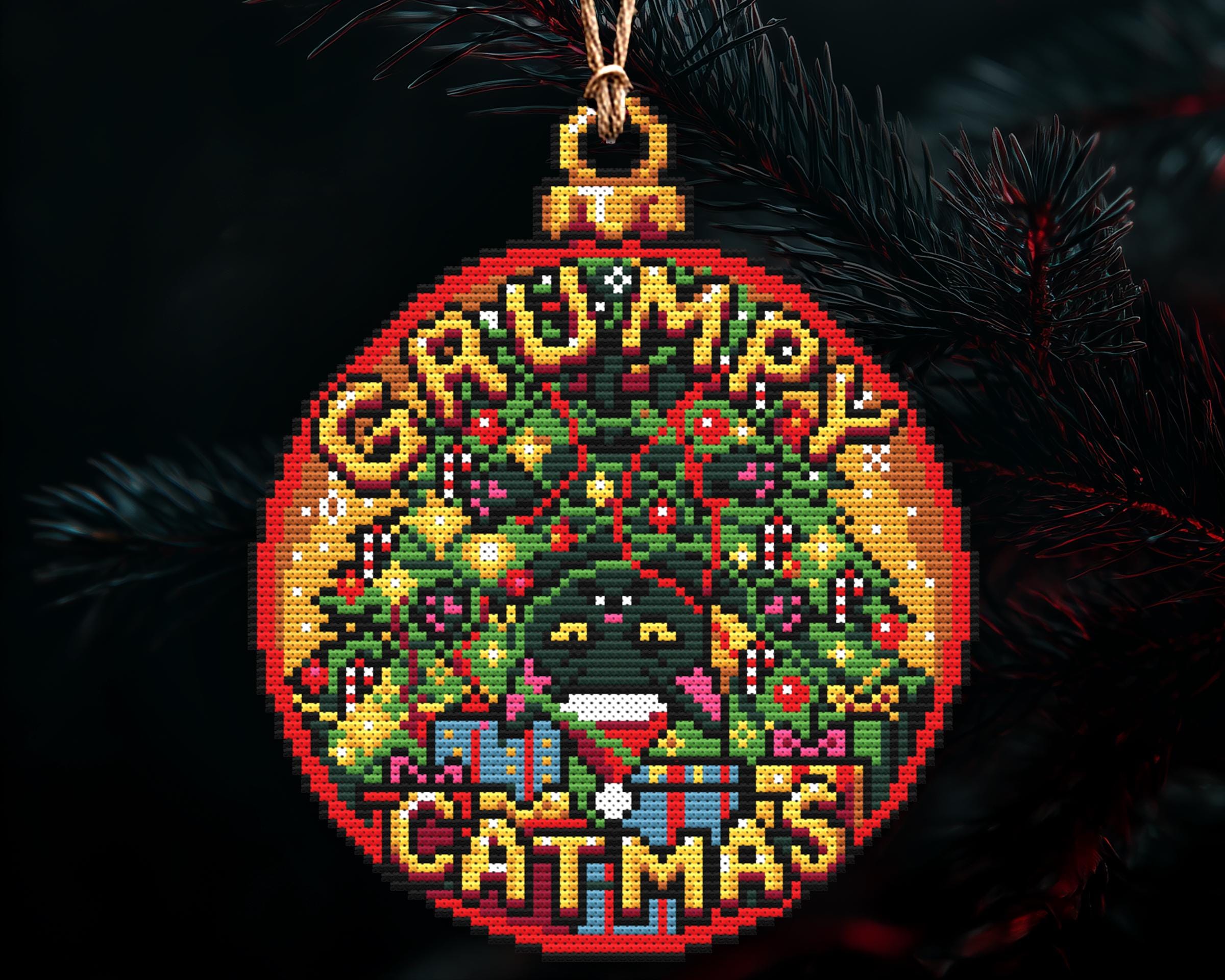 Grumpy Catmas Christmas Ornament Cross Stitch Pattern - Image 3