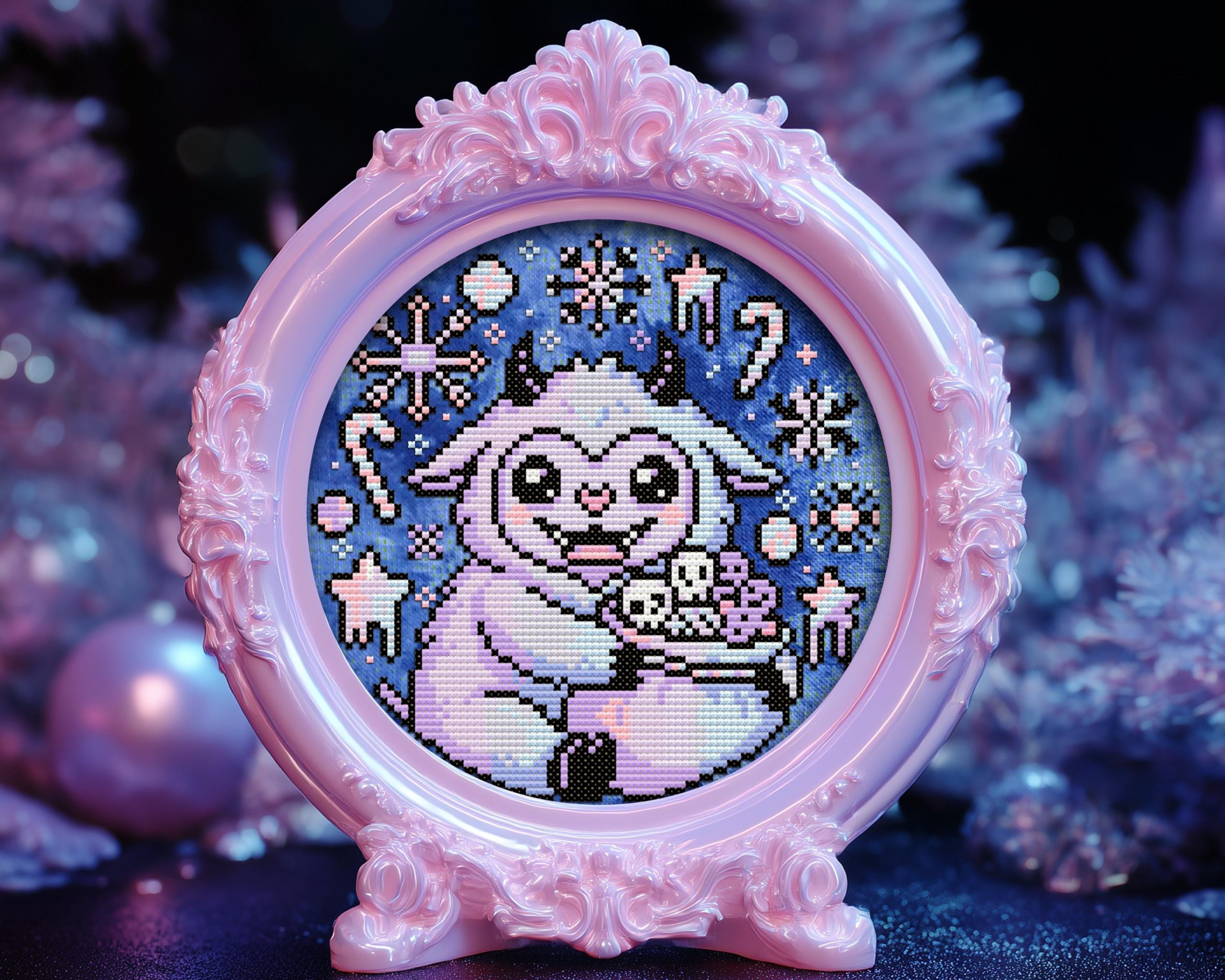 Pastel Goth Krampus Cross Stitch Pattern