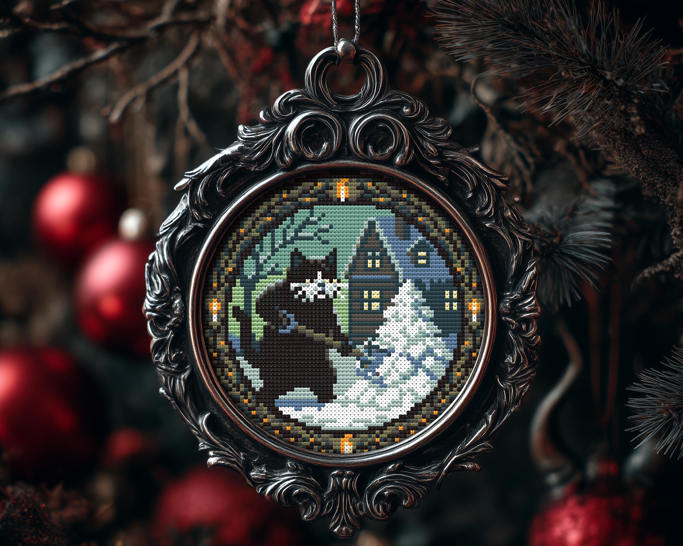 Frozen Grumpy Cat Christmas Ornament Cross Stitch Pattern