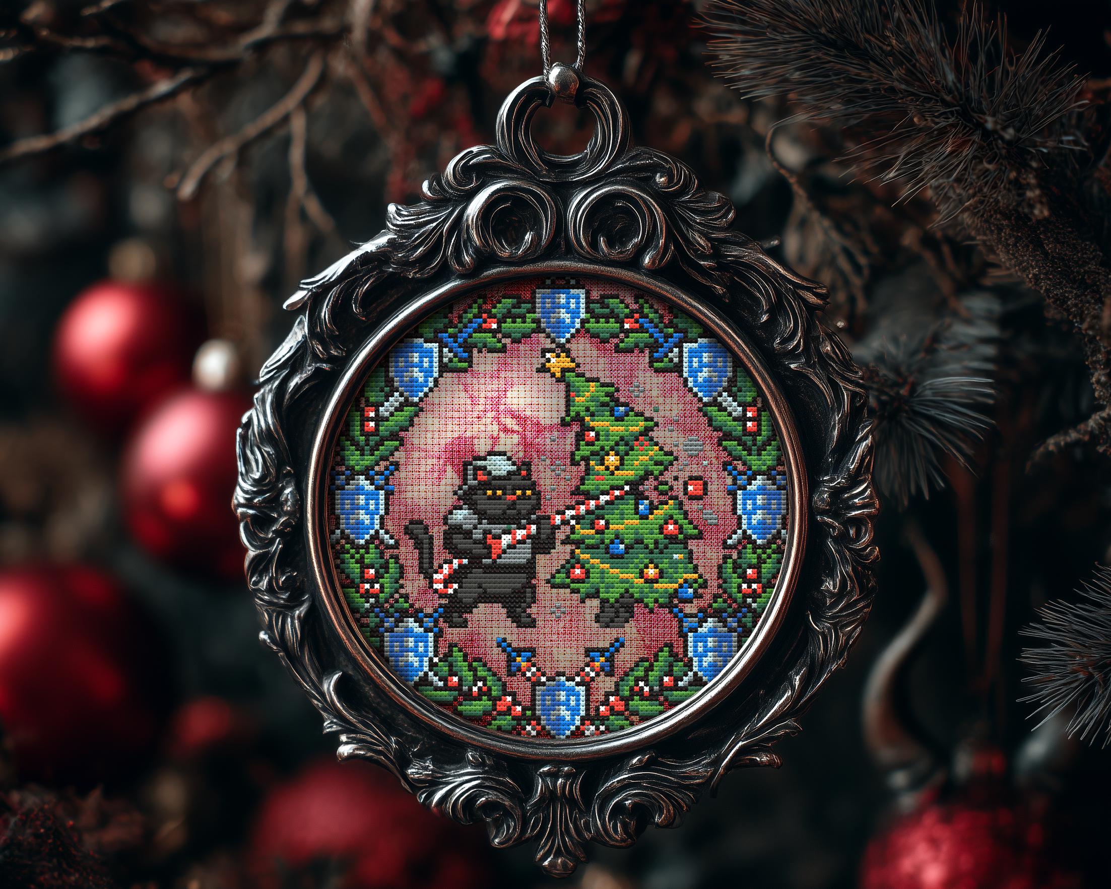 Don Grumpy Cat Christmas Ornament Cross Stitch Pattern