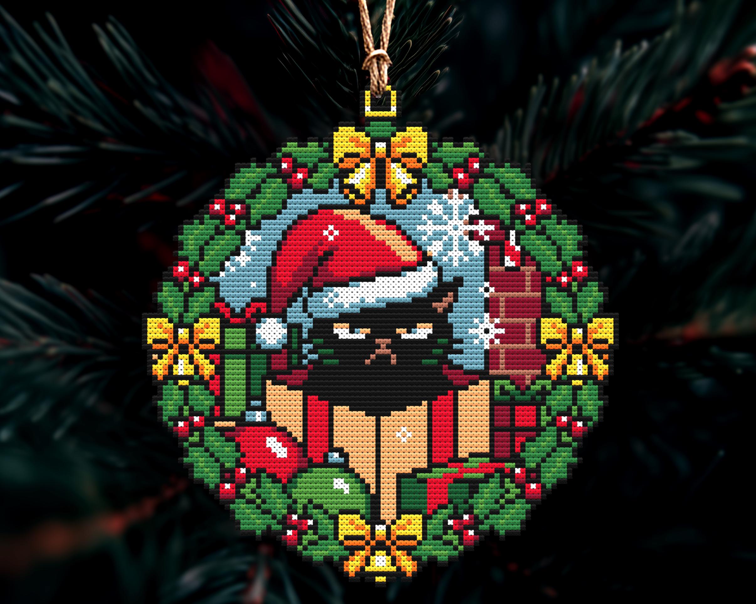 Surprise Grumpy Cat Christmas Ornament Cross Stitch Pattern - Image 3