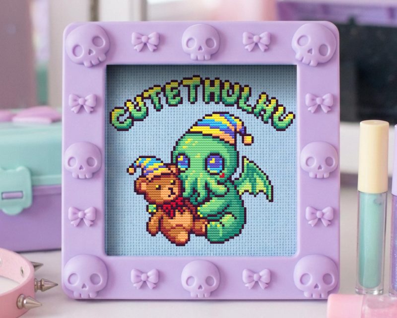 Pastel Goth Cthulhu Cross Stitch Pattern