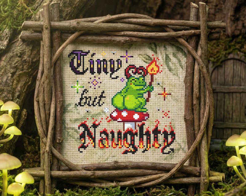 Tiny But Naugty Frog Cross Stitch Pattern