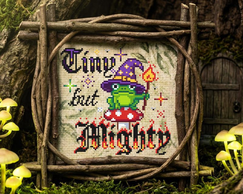 Tiny But Mighty Frog Cross Stitch Pattern