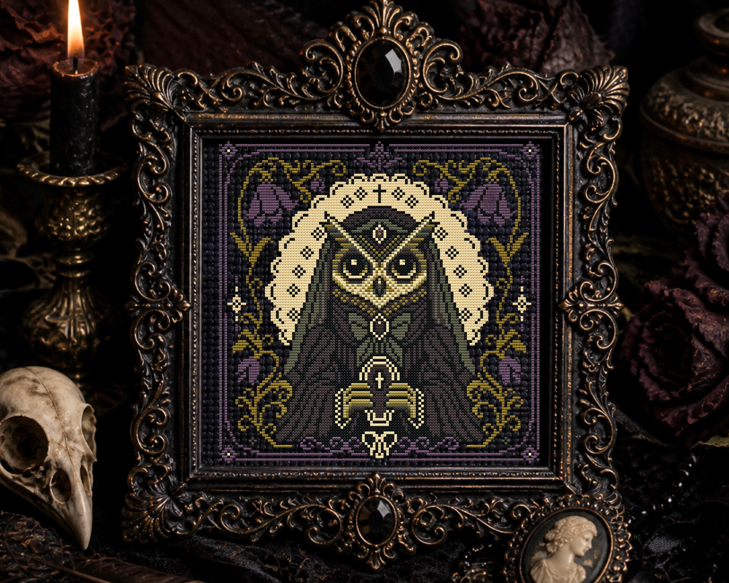 Victorian Mourning Widowl Cross Stitch Pattern