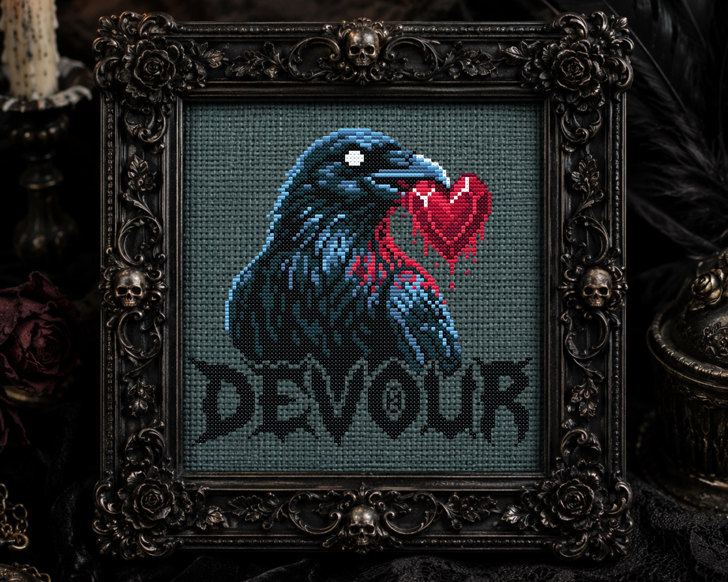 Devour Raven Cross Stitch Pattern
