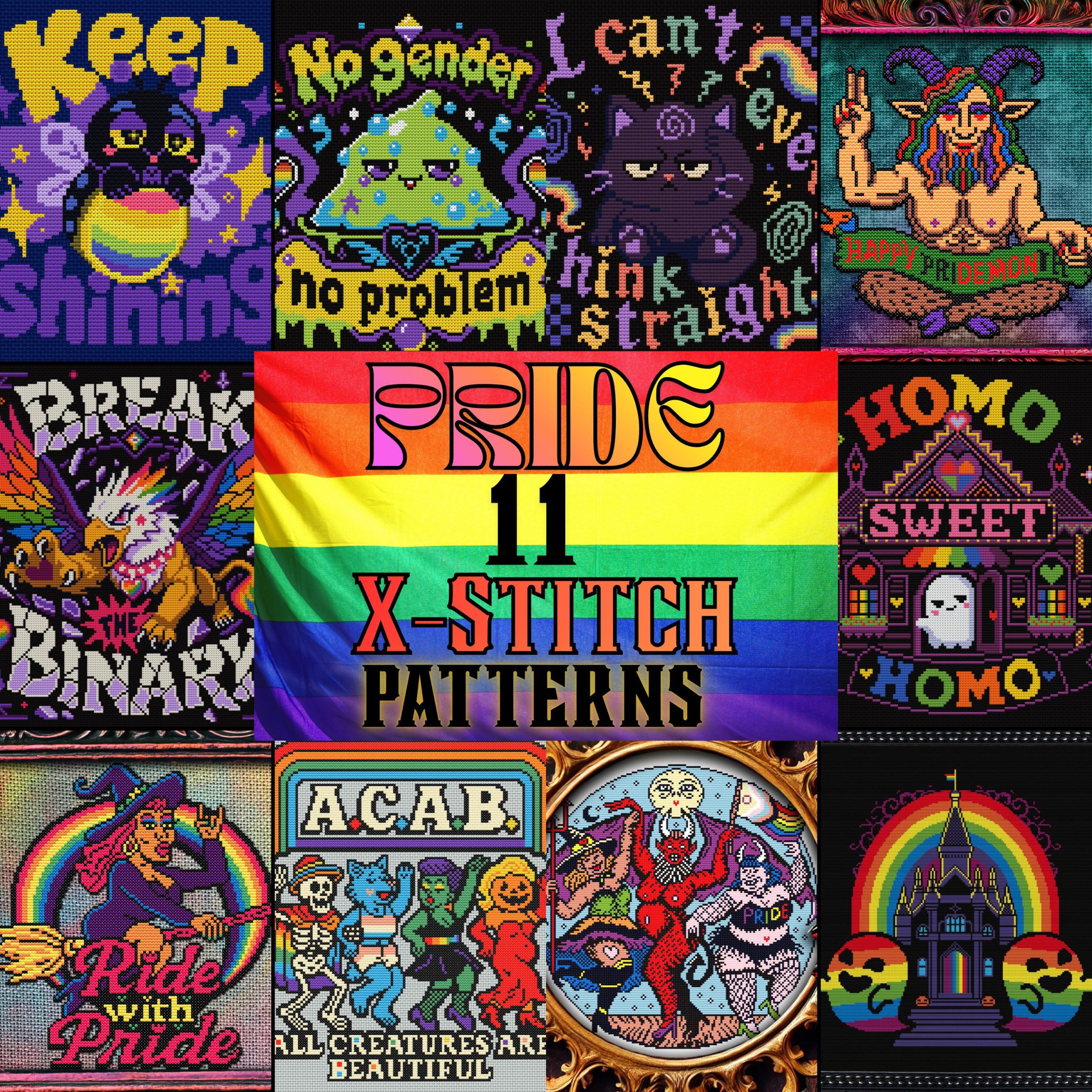 Pride Cross Stitch Pattern Bundle Set of 11