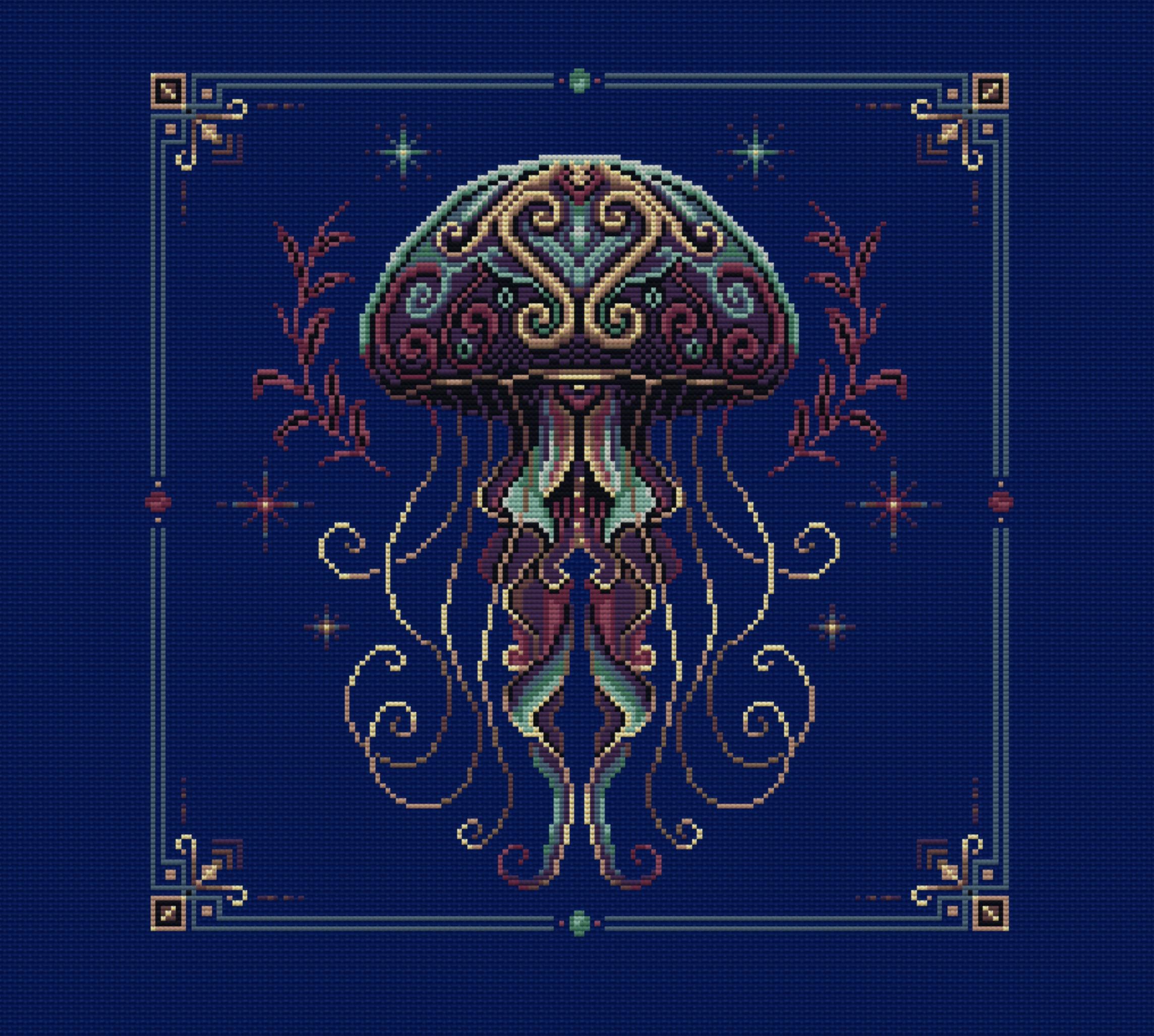Gilded Medusa Jellyfish Cross Stitch Pattern - Image 3
