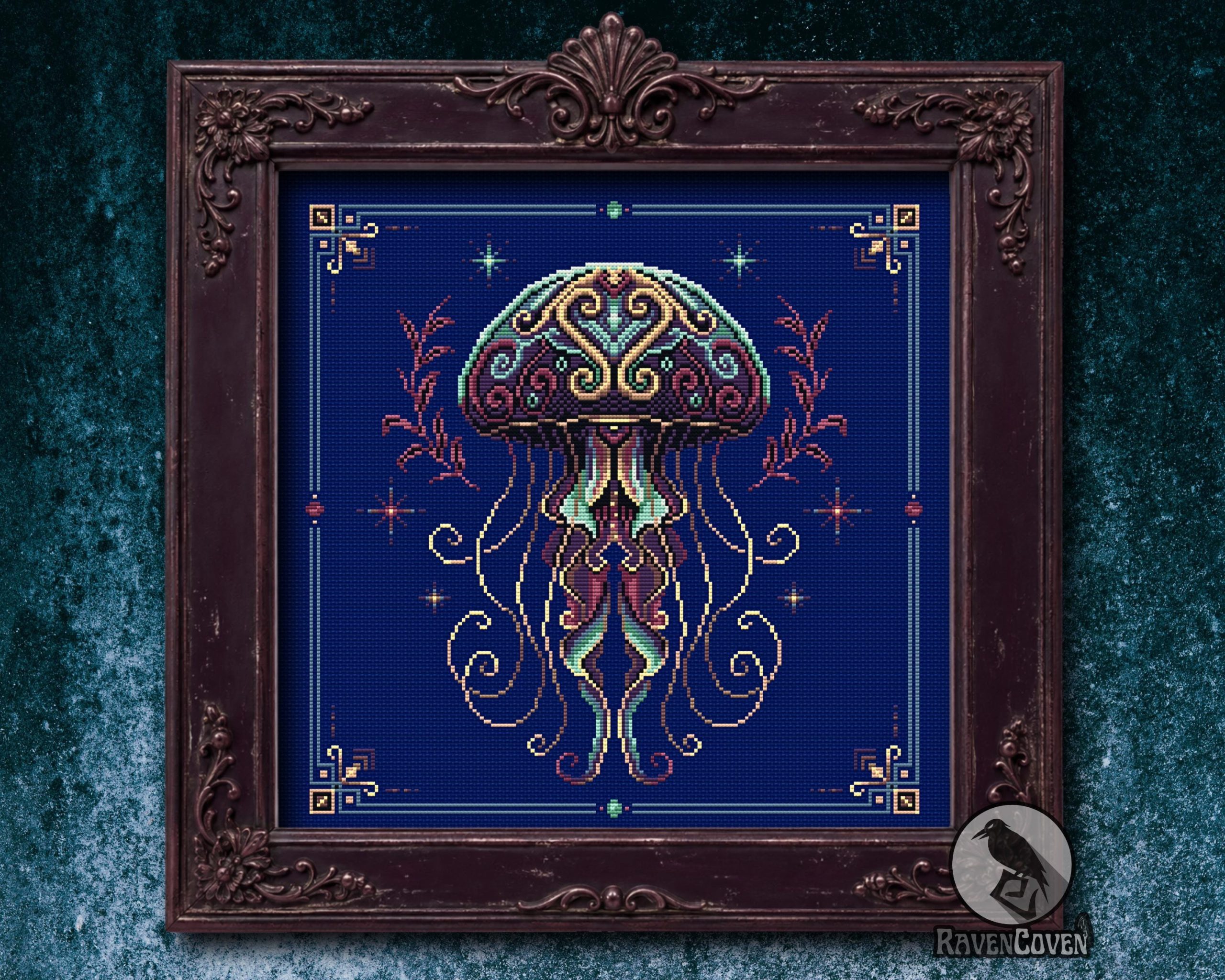 Gilded Medusa Jellyfish Cross Stitch Pattern - Image 4