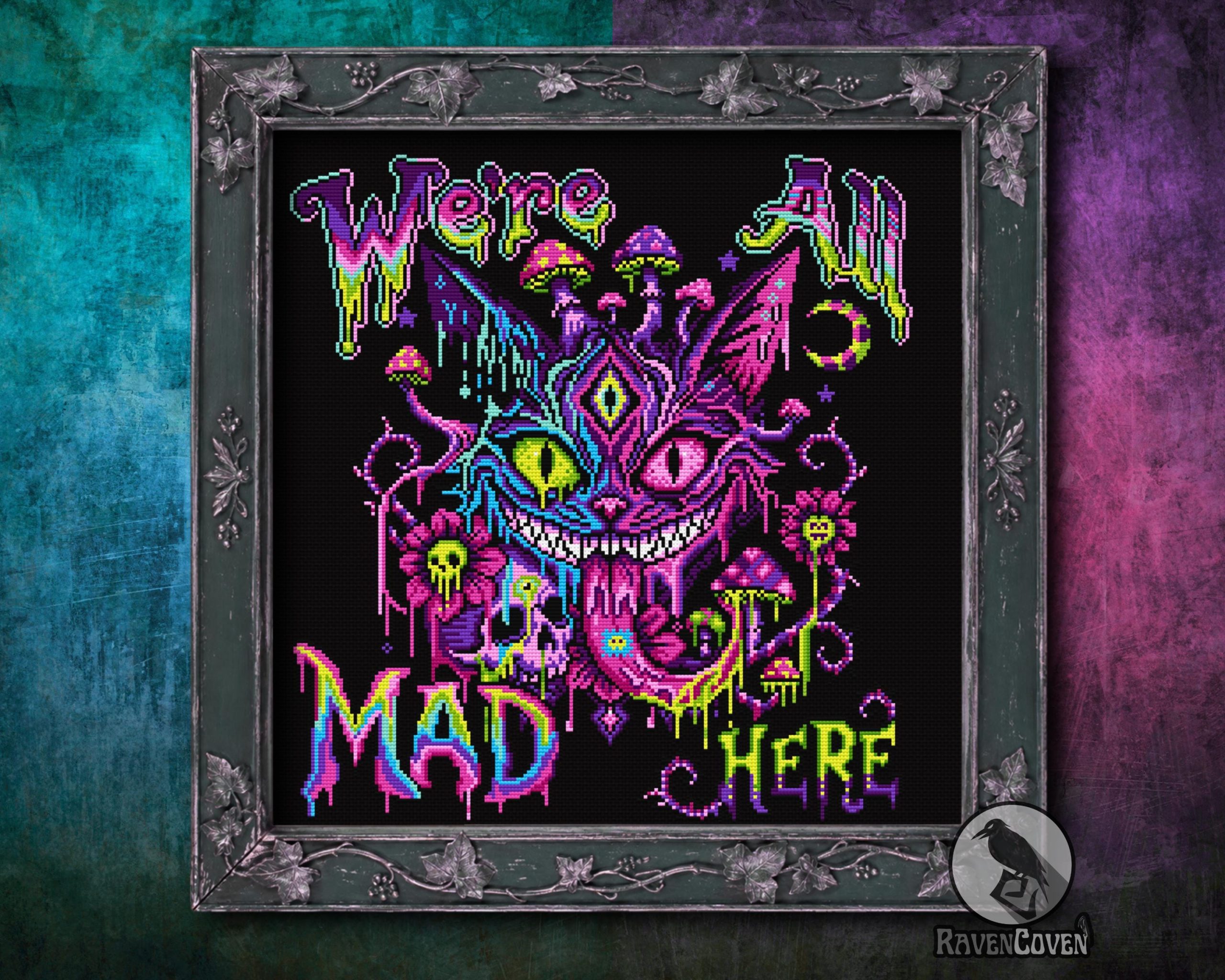 We're All Mad Here Cross Stitch Pattern