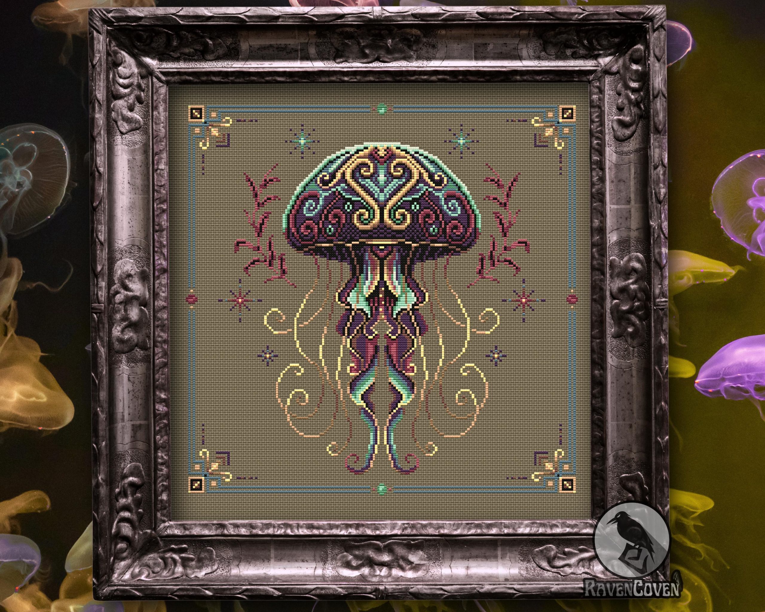 Gilded Medusa Jellyfish Cross Stitch Pattern - Image 7