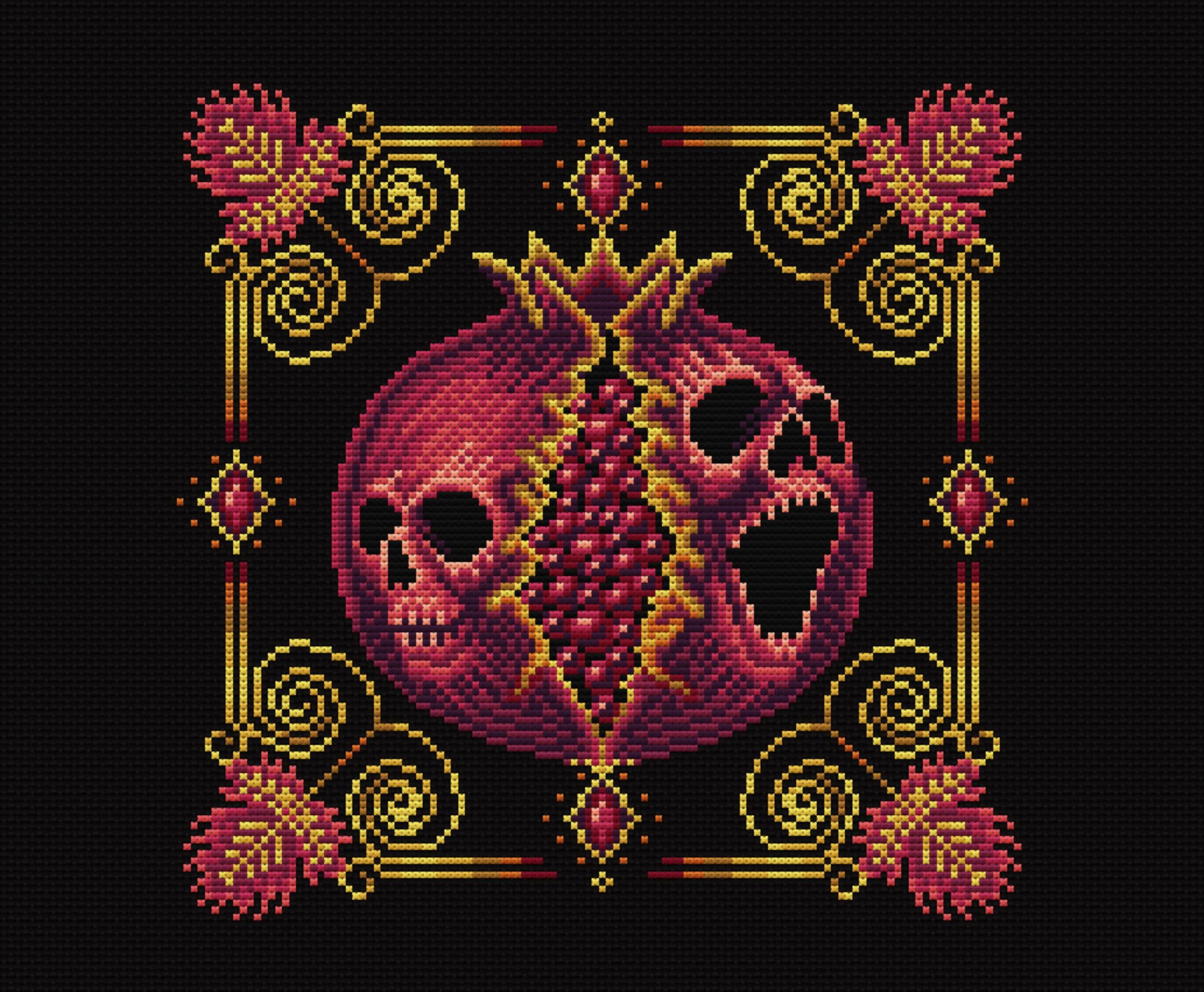 Noctum Granatum Red Cross Stitch Pattern - Image 8