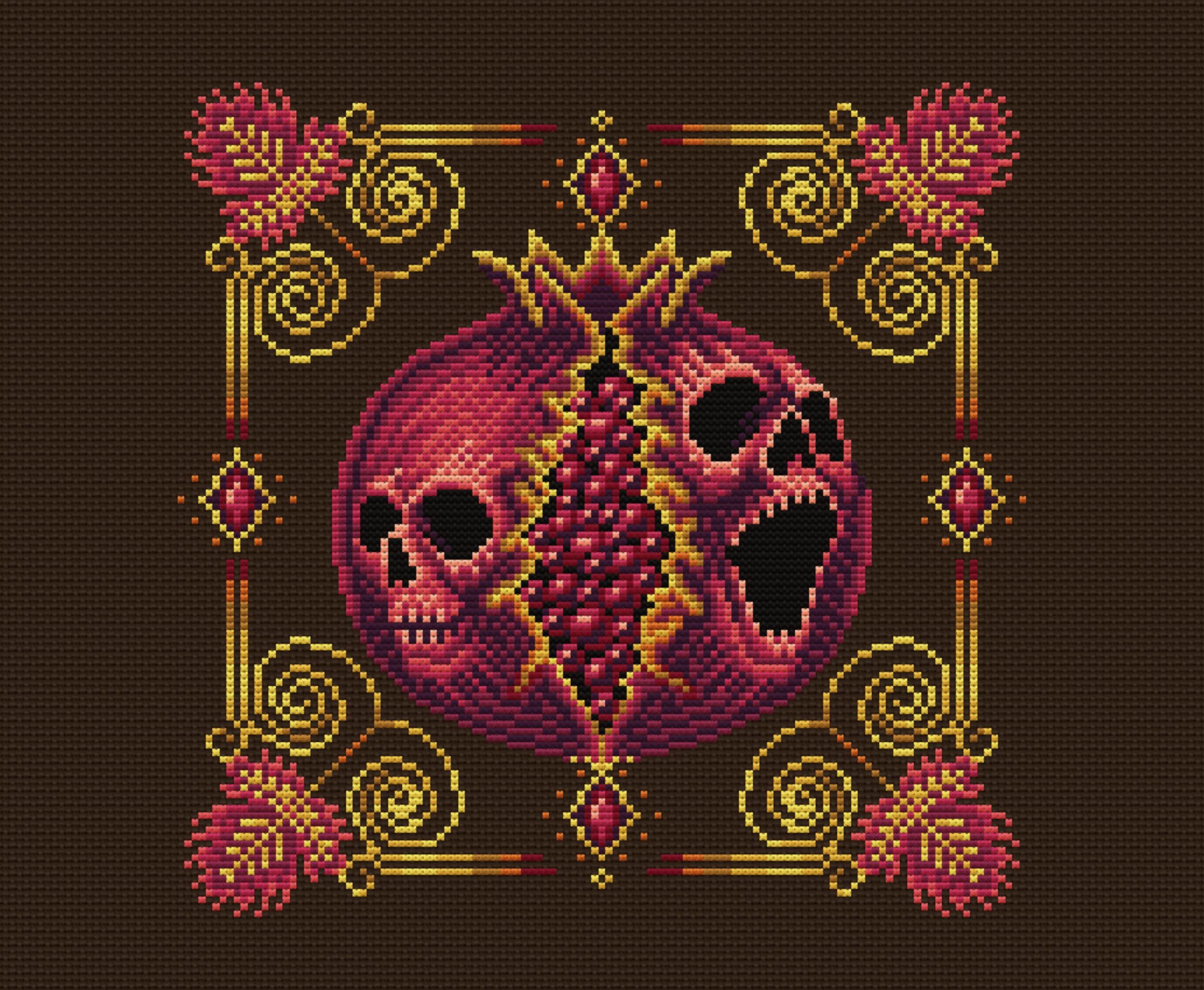 Noctum Granatum Red Cross Stitch Pattern - Image 3