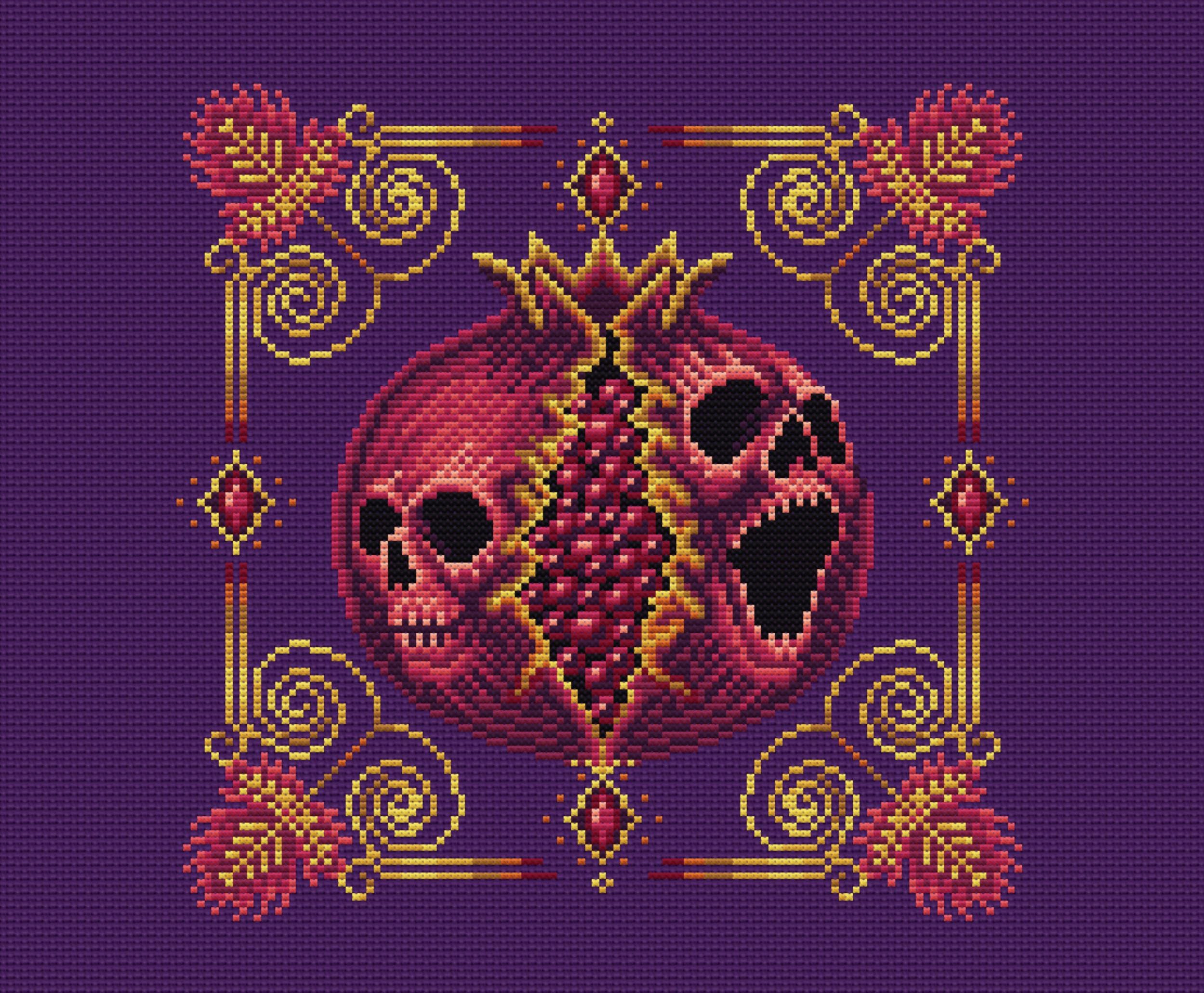 Noctum Granatum Red Cross Stitch Pattern - Image 5
