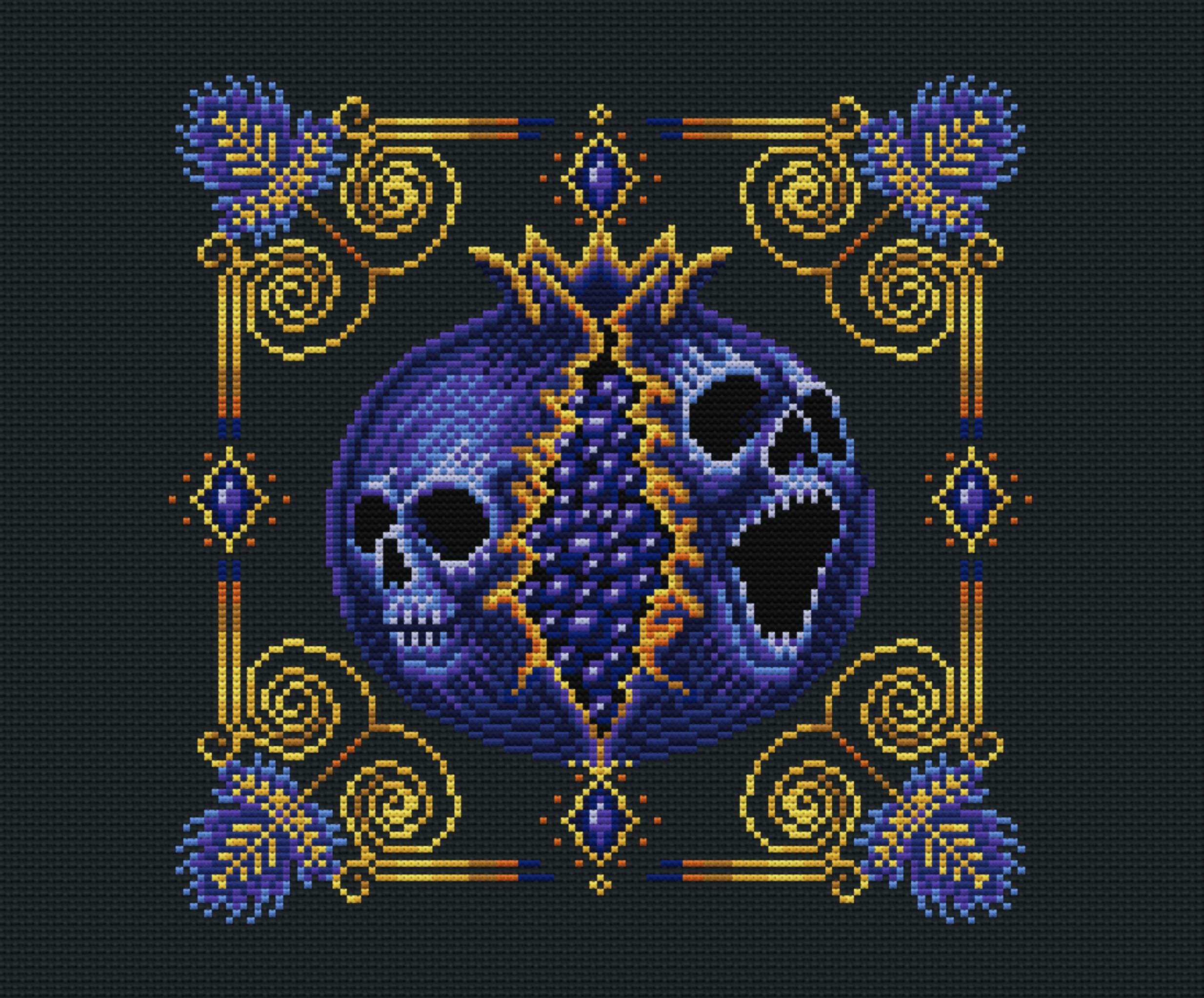 Noctum Granatum Blue Cross Stitch Pattern - Image 4
