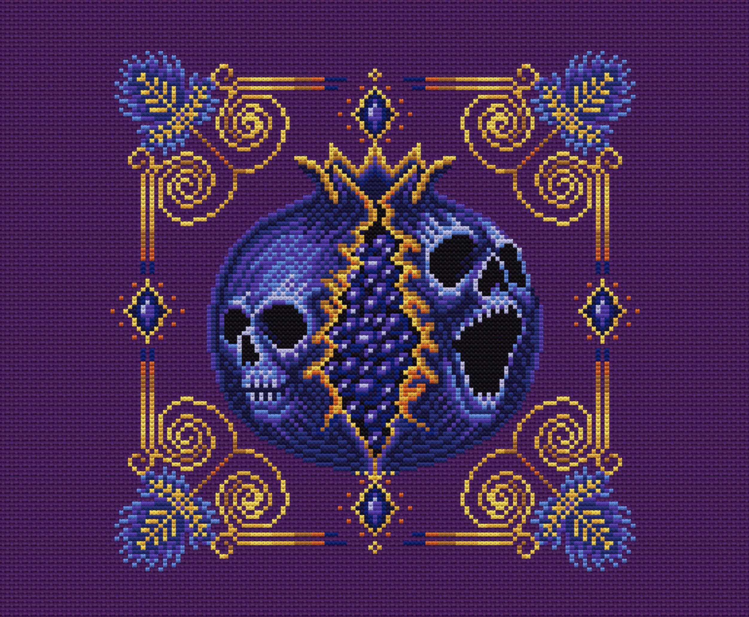 Noctum Granatum Blue Cross Stitch Pattern - Image 5