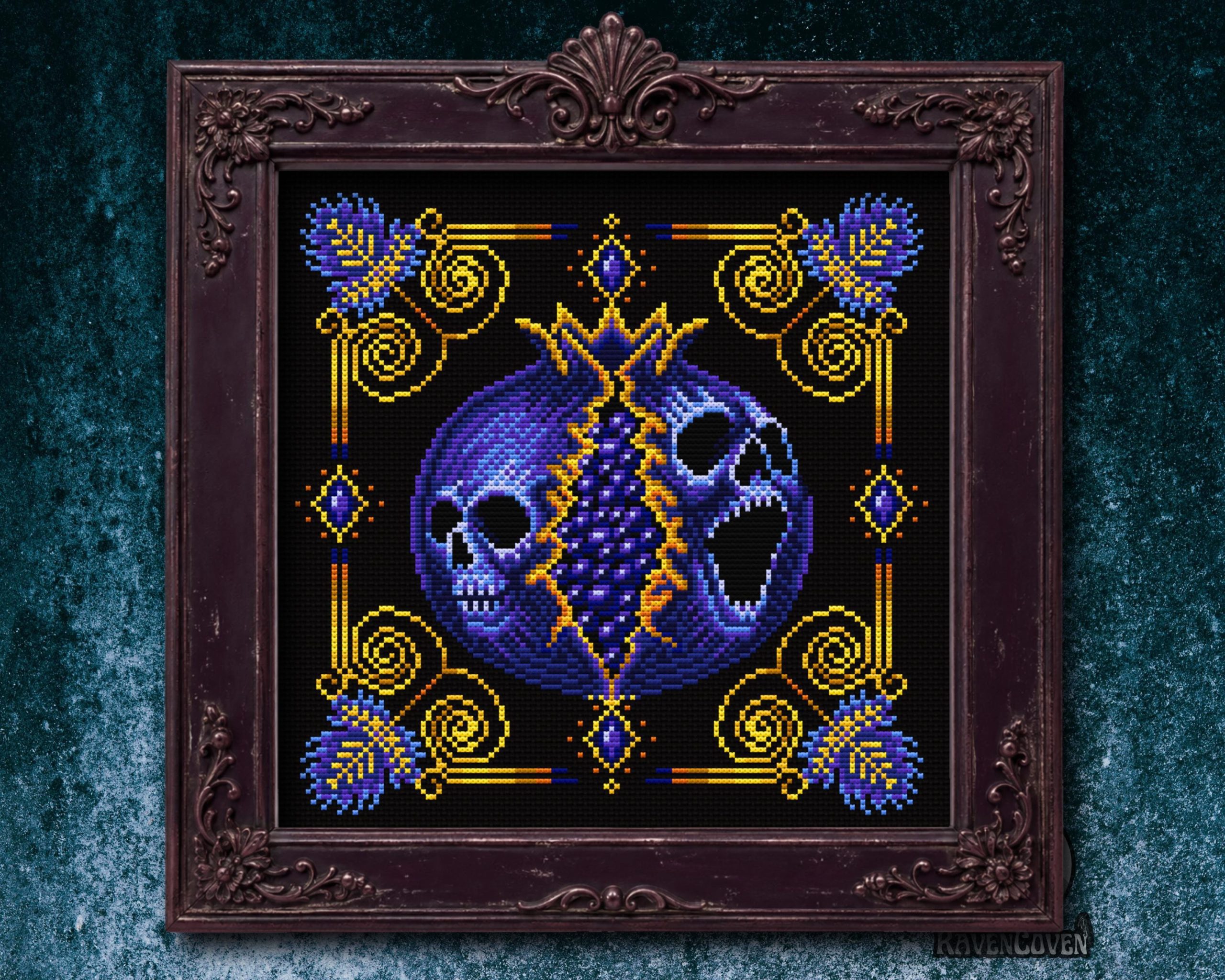 Noctum Granatum Blue Cross Stitch Pattern - Image 8