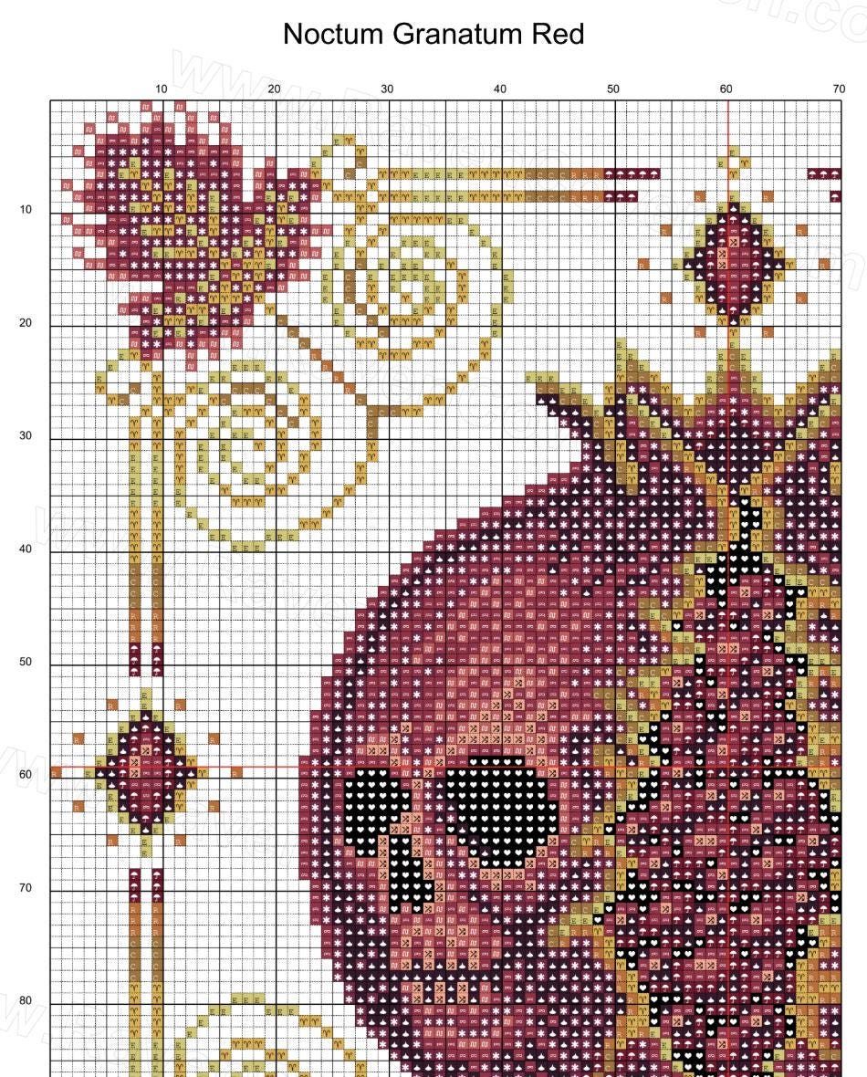 Noctum Granatum Red Cross Stitch Pattern - Image 10