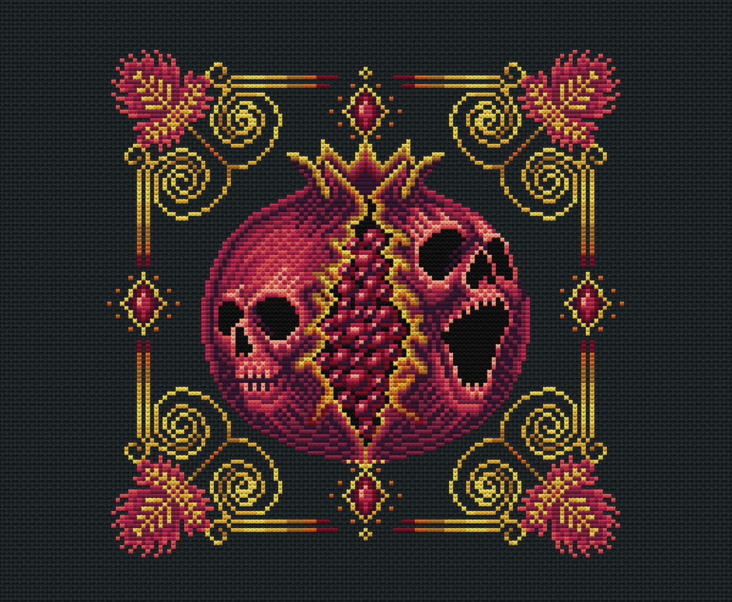 Noctum Granatum Red Cross Stitch Pattern - Image 4