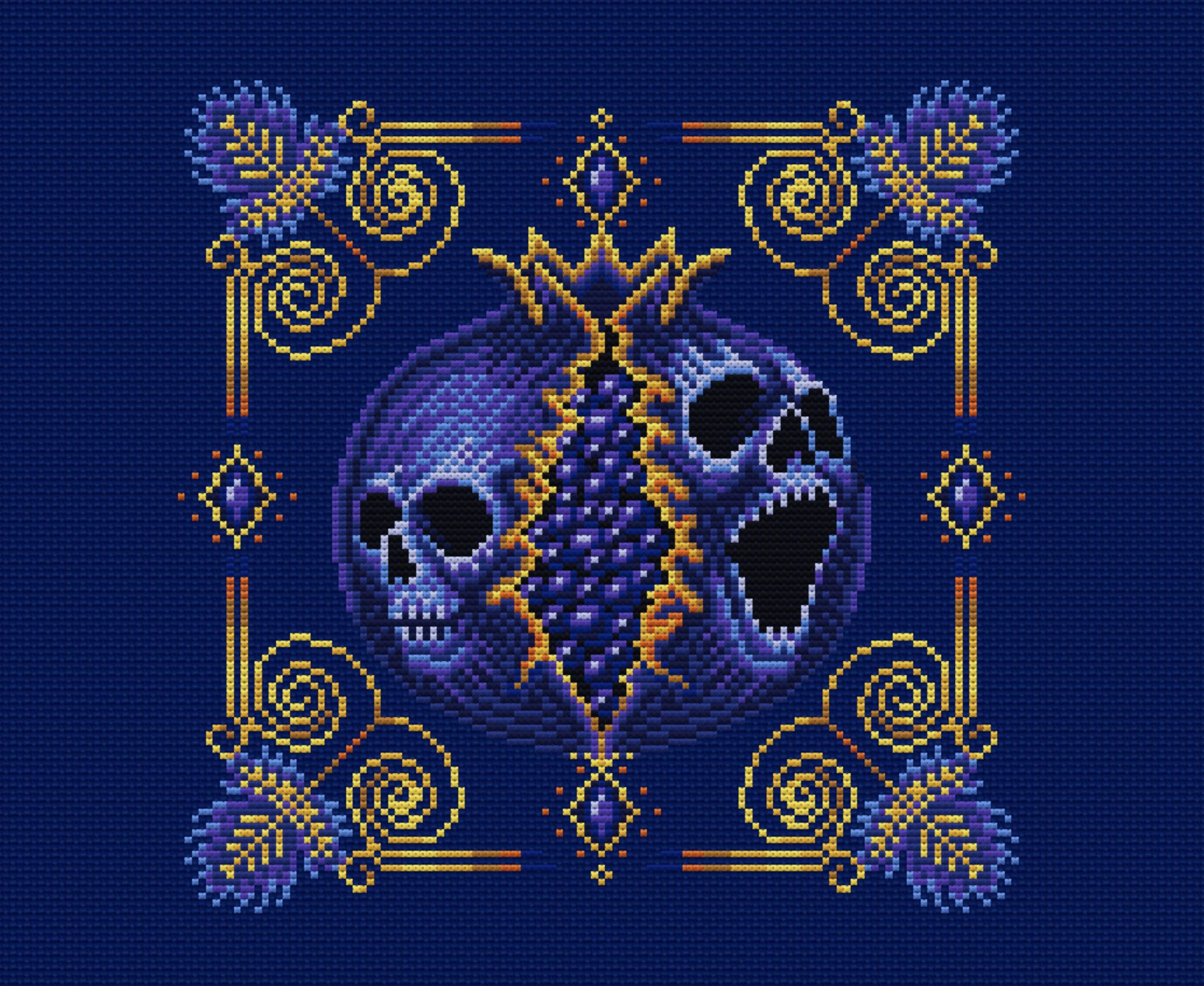 Noctum Granatum Blue Cross Stitch Pattern - Image 3